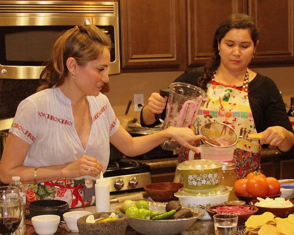 My sister and sous chef, Elise, helps prepare the agua fresca.