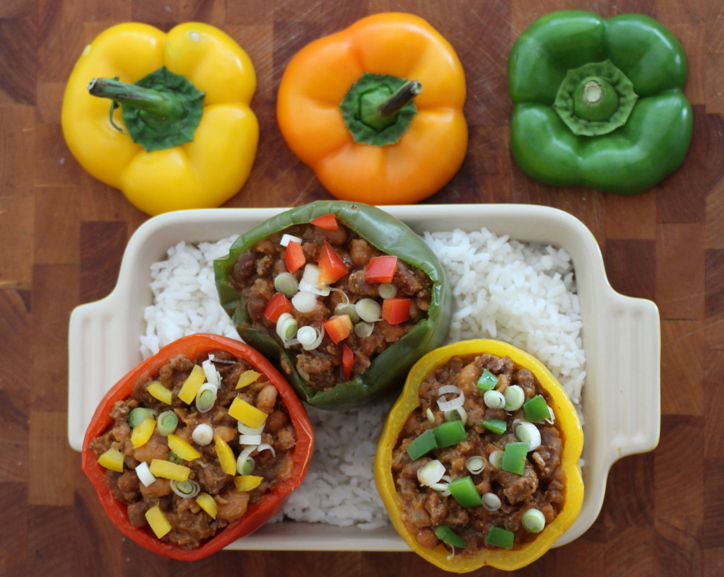 Aunt Stella’s Stuffed Bell Peppers with Meat and Baked Beans