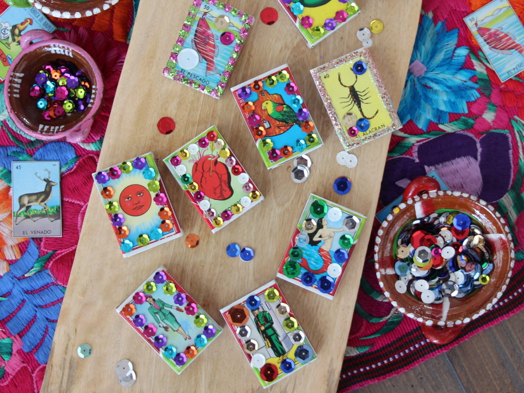 DIY Fiesta Favors: Bedazzled Lotería Match Boxes