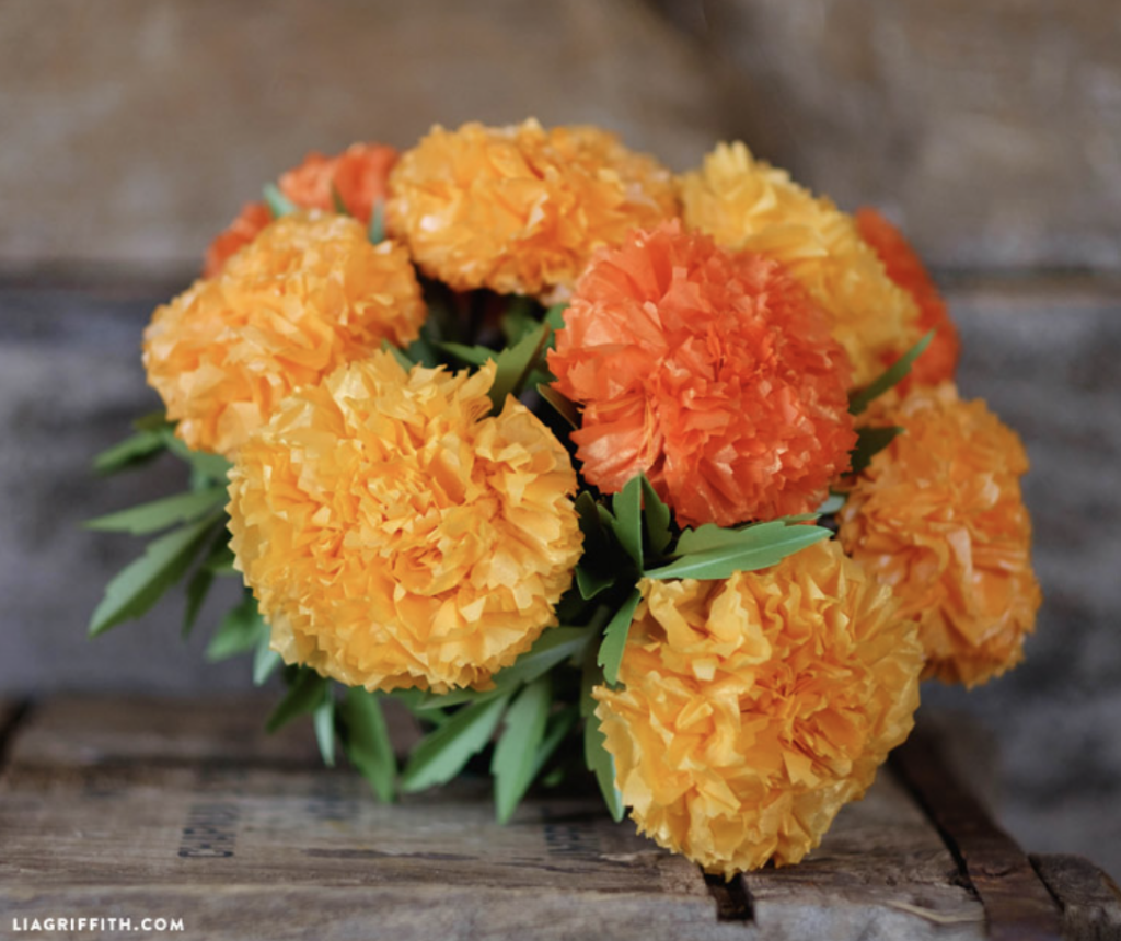 tissue paper marigolds