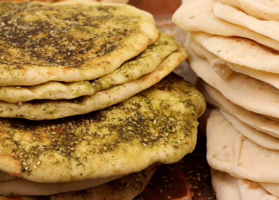 Pita bread in Jerusalem's Mahane Yehuda Market