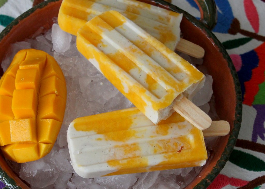 Mango and Vanilla Yogurt Paletas