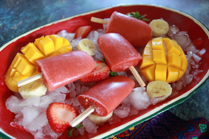 The Perfect Paleta Trifecta:  Strawberries, Mangos & Bananas