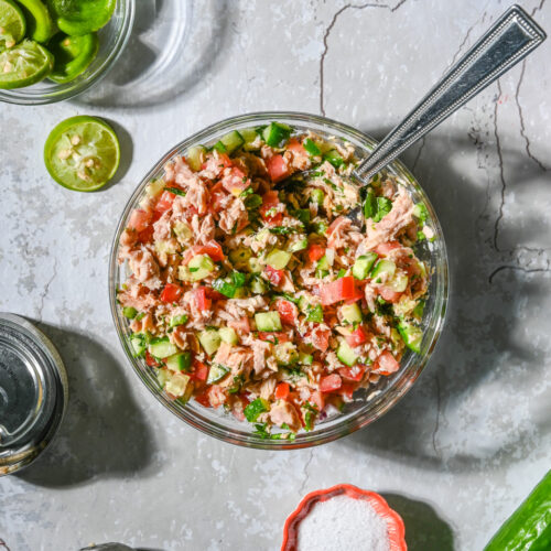 Ceviche de atun Tuna ceviche Tuna ceviche recipe Canned tuna ceviche