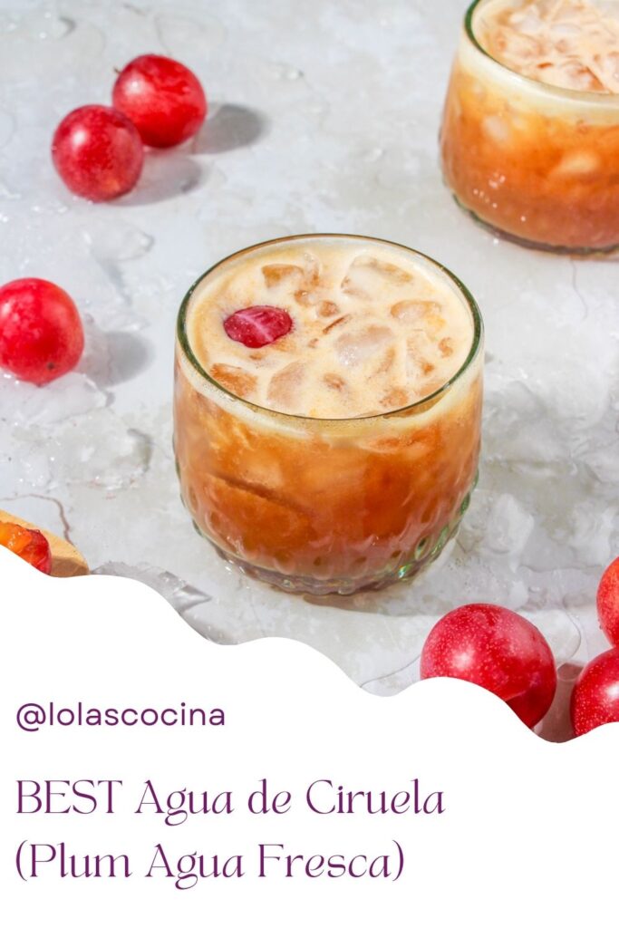Plum agua fresca Plum drink recipe Agua de ciruela Agua de ciruela roja Agua fresca de ciruela